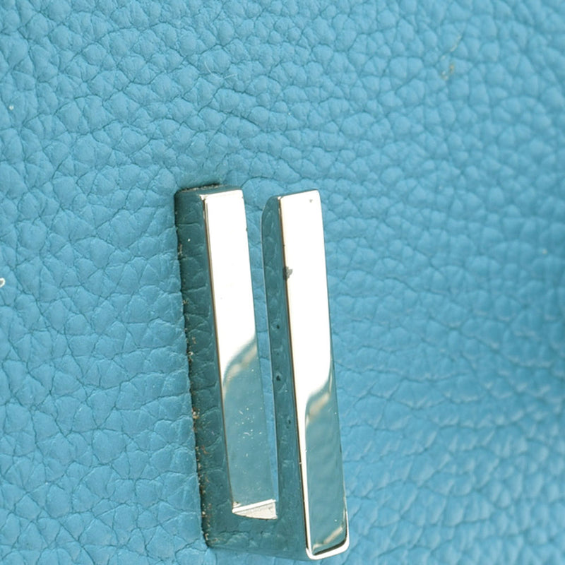 HERMES Hermes Birkin 35 Blue Jean Paladium Bracket □ J engraved (around 2006) Ladies Togo Handbag AB Rank Used Ginzo