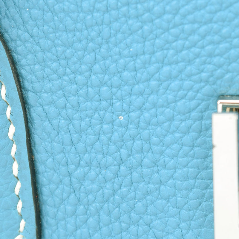 HERMES Hermes Birkin 35 Blue Jean Paladium Bracket □ J engraved (around 2006) Ladies Togo Handbag AB Rank Used Ginzo