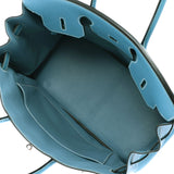 HERMES Hermes Birkin 35 Blue Jean Paladium Bracket □ J engraved (around 2006) Ladies Togo Handbag AB Rank Used Ginzo