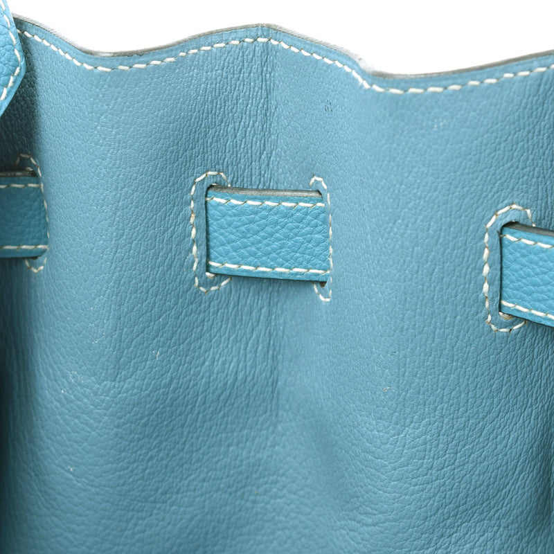 HERMES Hermes Birkin 35 Blue Jean Paladium Bracket □ J engraved (around 2006) Ladies Togo Handbag AB Rank Used Ginzo