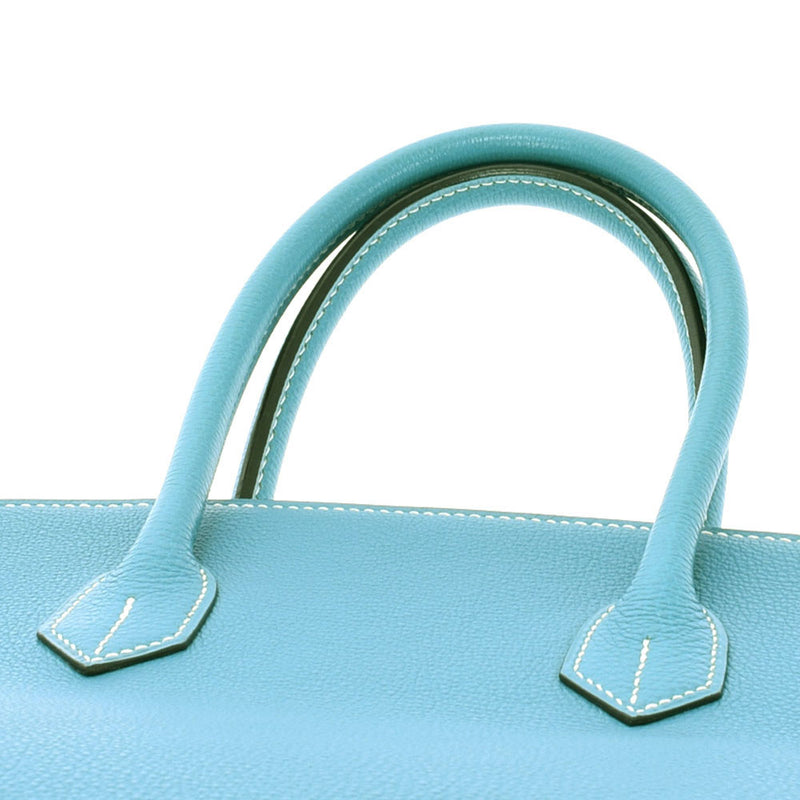 HERMES Hermes Birkin 35 Blue Jean Paladium Bracket □ J engraved (around 2006) Ladies Togo Handbag AB Rank Used Ginzo