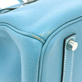 HERMES Hermes Birkin 35 Blue Jean Paladium Bracket □ J engraved (around 2006) Ladies Togo Handbag AB Rank Used Ginzo