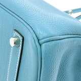 HERMES Hermes Birkin 35 Blue Jean Paladium Bracket □ J engraved (around 2006) Ladies Togo Handbag AB Rank Used Ginzo