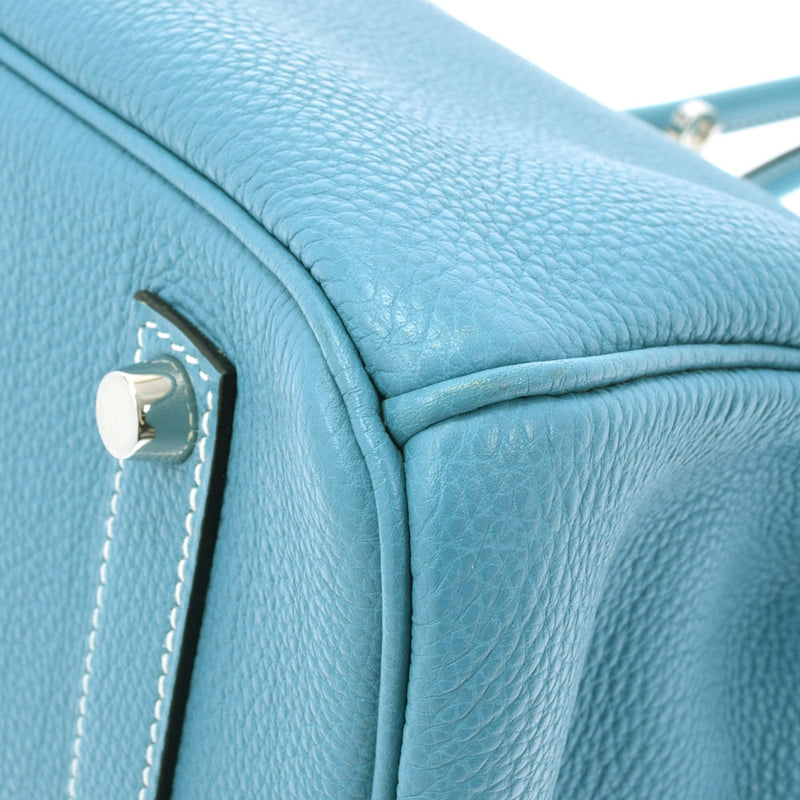 HERMES Hermes Birkin 35 Blue Jean Paladium Bracket □ J engraved (around 2006) Ladies Togo Handbag AB Rank Used Ginzo