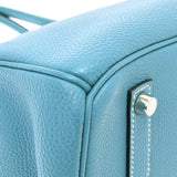 HERMES Hermes Birkin 35 Blue Jean Paladium Bracket □ J engraved (around 2006) Ladies Togo Handbag AB Rank Used Ginzo