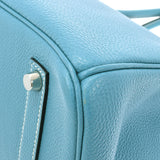 HERMES Hermes Birkin 35 Blue Jean Paladium Bracket □ J engraved (around 2006) Ladies Togo Handbag AB Rank Used Ginzo