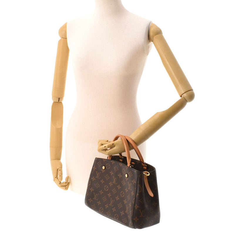 路易威顿路易·维顿（Louis Vuitton）路易威登（Louis Vuitton）会标montenyu bb棕色M41055女士会标帆布2Way Bag Ab AB等级使用Ginzo