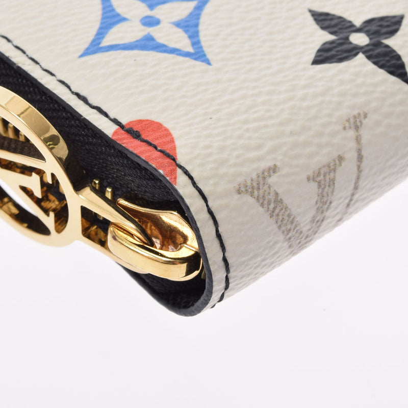路易威登（Louis Vuitton）路易·威登（Louis Vuitton）会标游戏上的Zippy Wallet White M57491女士会标帆布钱包，二手Ginzo