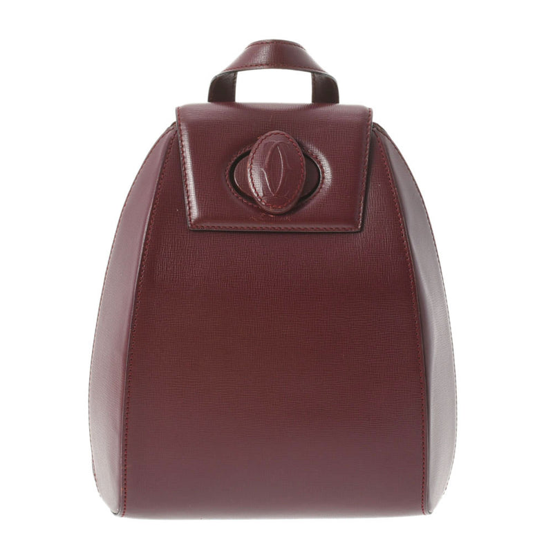 Cartier Cartier Mastline Backpack Bordeaux Ladies Calf Backpack Daypack A Rank used Ginzo
