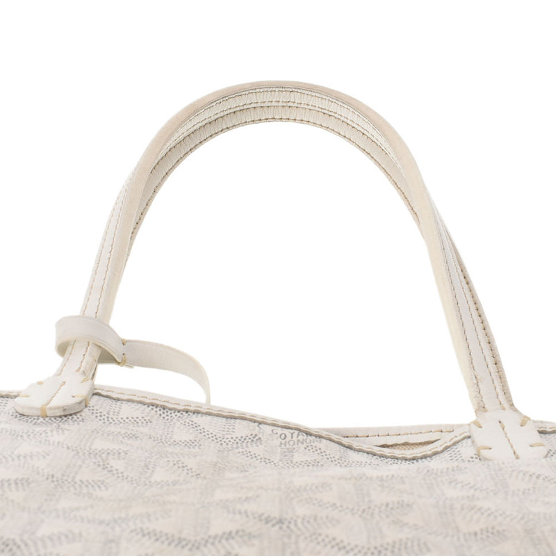 GOYARD Goyal Saint -Lui Junior White Ladies PVC/Leather Handbag B Rank used Ginzo