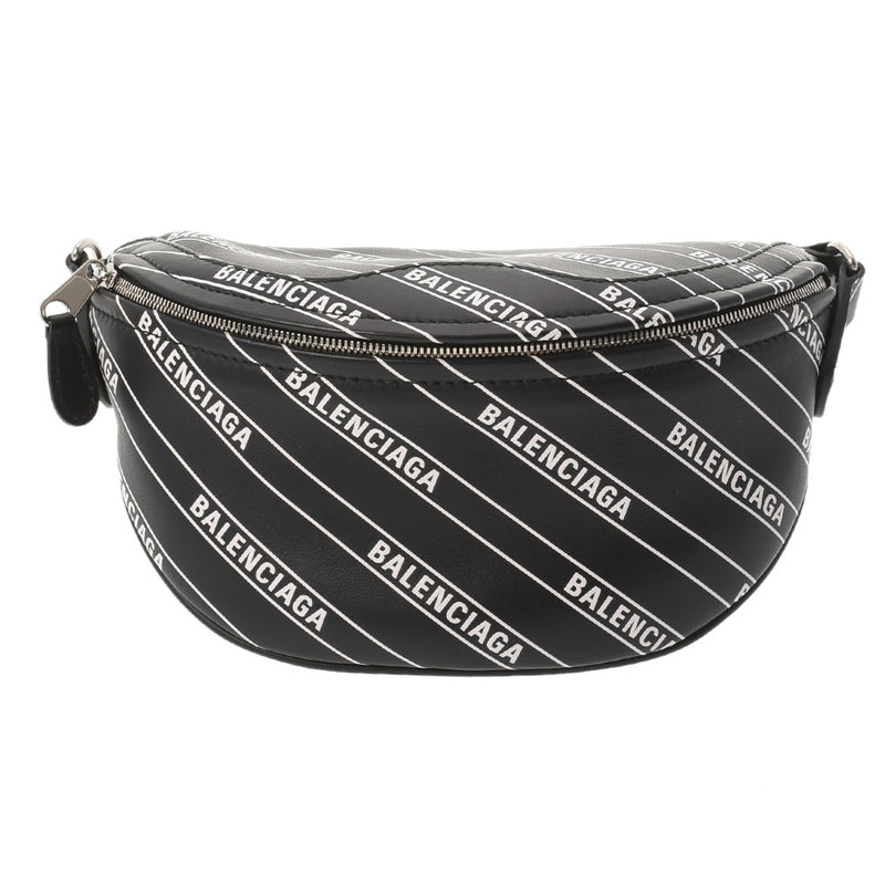 BALENCIAGA Balenciaga Logo Print West Bag Black/White 565510 Unisex Leather Body Bag Unused Ginzo