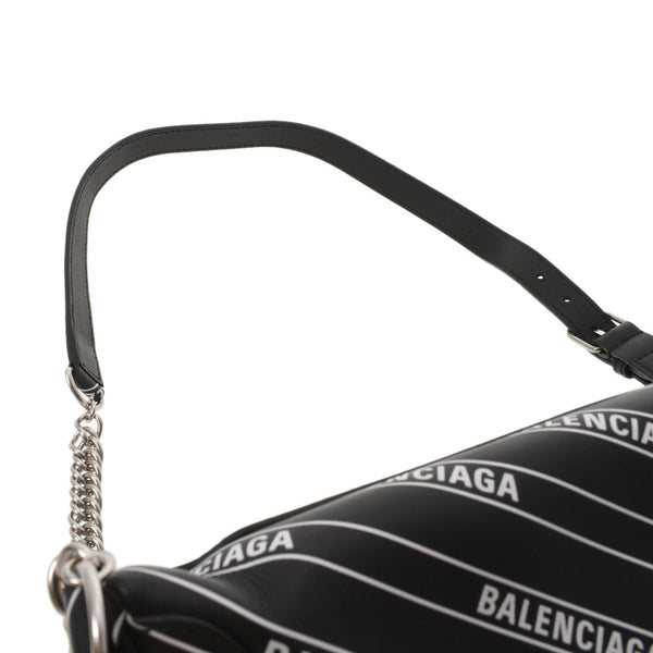 Balenciaga Balenciaga徽标印刷西袋黑色/白色565510女用皮革身体袋未使用的金佐