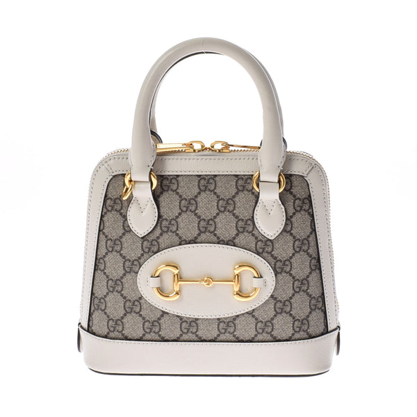 Gucci Gucci软管位1955 Mini Top Hardle 2way Beige/White 640716女士GG Sprem帆布手袋二手Ginzo