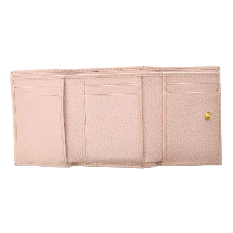 GUCCI Gucci GG Malmont Compact Wallet Pink Gold Bracket 474746 Ladies Calf Mold Fold Wallet AB Rank Used Ginzo