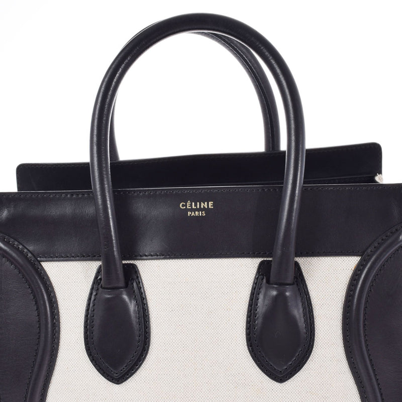 CELINE セリーヌ ラゲージ ミニショッパー  ベージュ レディース  キャンバス/カーフ ハンドバッグ ABランク 中古 銀蔵