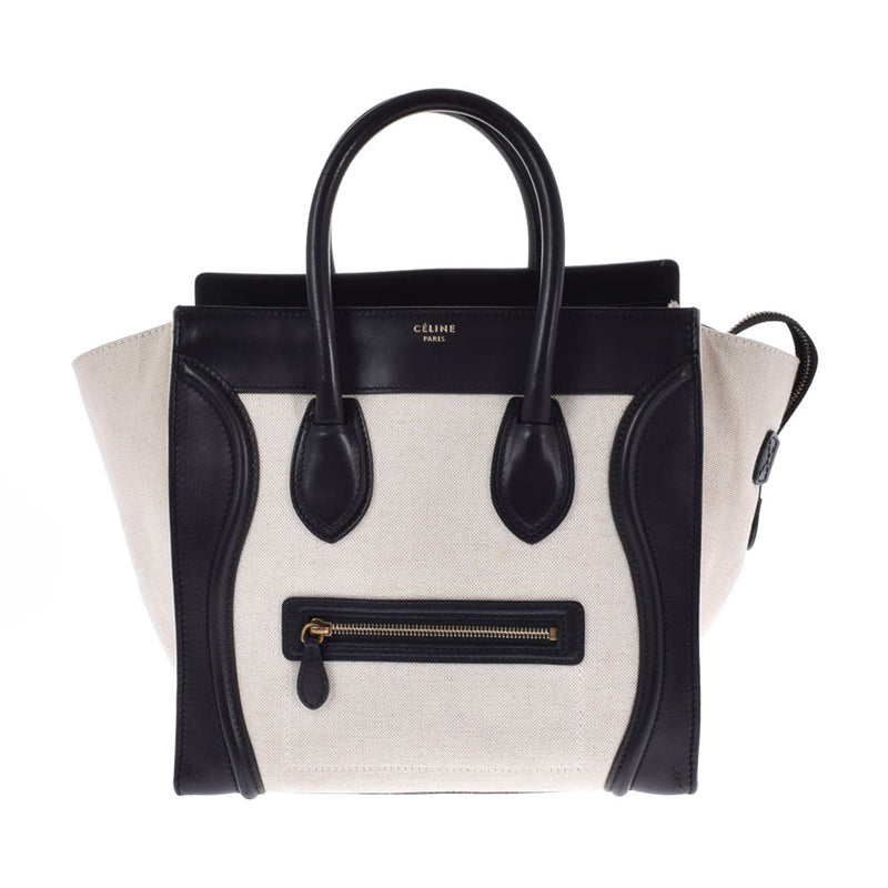 CELINE セリーヌ ラゲージ ミニショッパー  ベージュ レディース  キャンバス/カーフ ハンドバッグ ABランク 中古 銀蔵