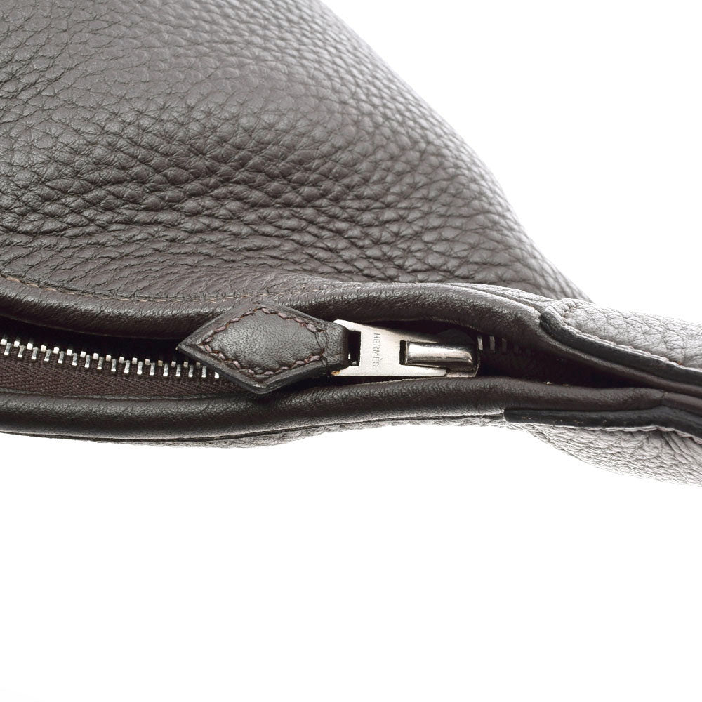 エルメストリム38 セミショルダー ダークブラウン シルバー金具 □F 