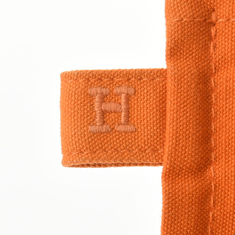 HERMES Hermes Bora Bora Flat Type Orange Silver Bracket Ladies Cotton 100% Pouch AB Rank Used Ginzo