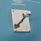 HERMES HERMES HERMES KELLY 50 BLUE JEAN SIRVER BRACKET□H -GENGRAVED（2004年左右）Munise Toryon Lemance Handbag AB级使用Ginzo