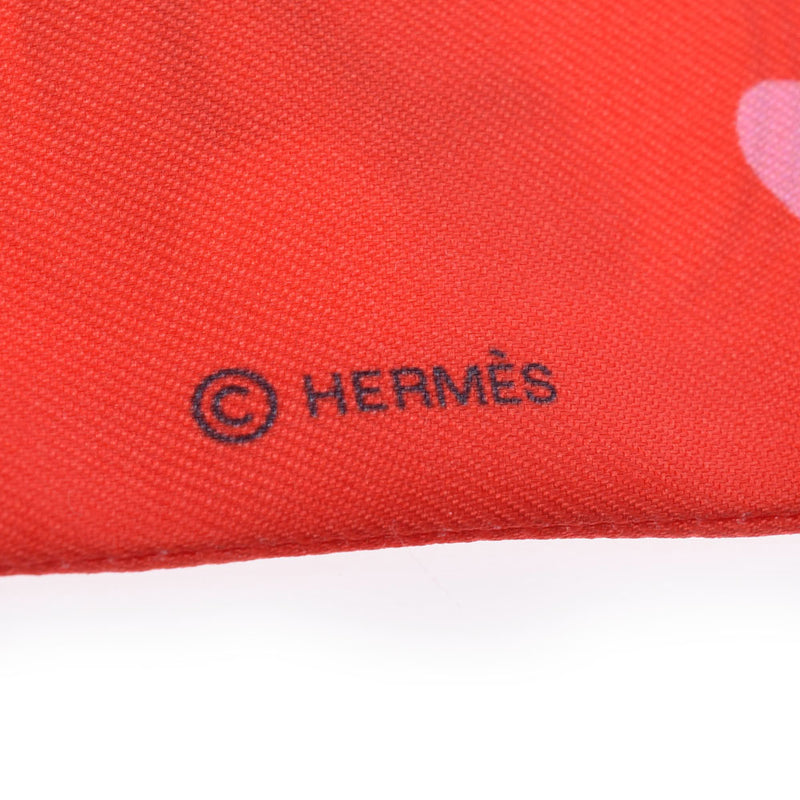 HERMES Hermes twilly TEA TIME/tea time heart new tag red ladies silk 100 % scarf A ranked Ginzo