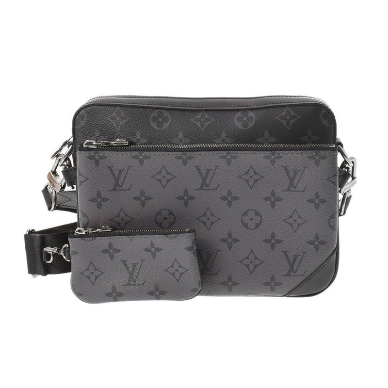 LOUIS VUITTON Louis Vuitton Monogram Eclipse Trio Messenger Black/Gray M69443 Men's Monogram Canvas Shoulder Bag A Rank Used Ginzo