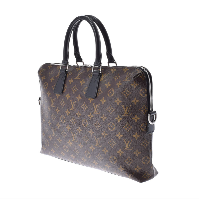 LOUIS VUITTON Louis Vuitton Makaser PDJ Brown M40868 Men's Monogram Canvas 2WAY Bag AB Rank Used Ginzo