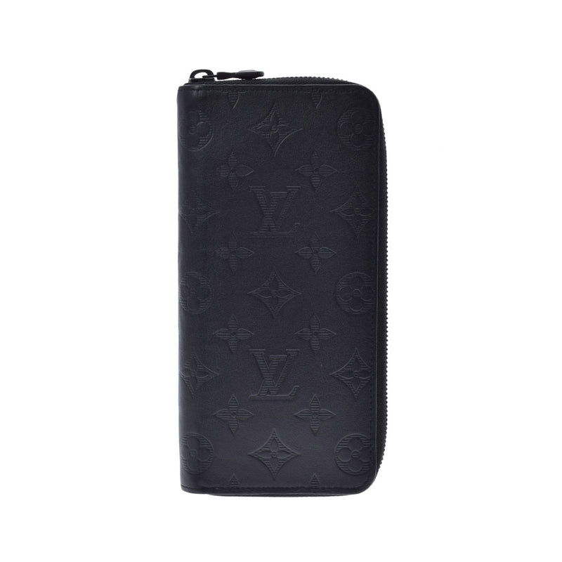 LOUIS VUITTON Louis Vuitton Monogram Shadow Zippy Wallet Vertical Black M62902 Men's Leather Long Wallet AB Rank Used Ginzo