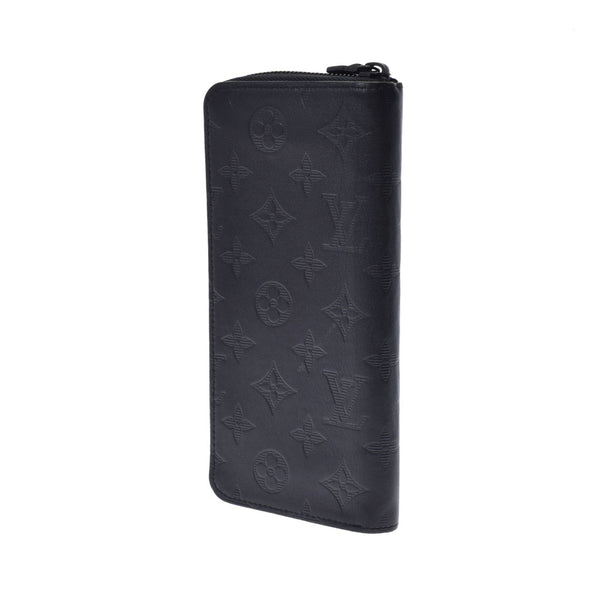 LOUIS VUITTON Louis Vuitton Monogram Shadow Zippy Wallet Vertical Black M62902 Men's Leather Long Wallet AB Rank Used Ginzo