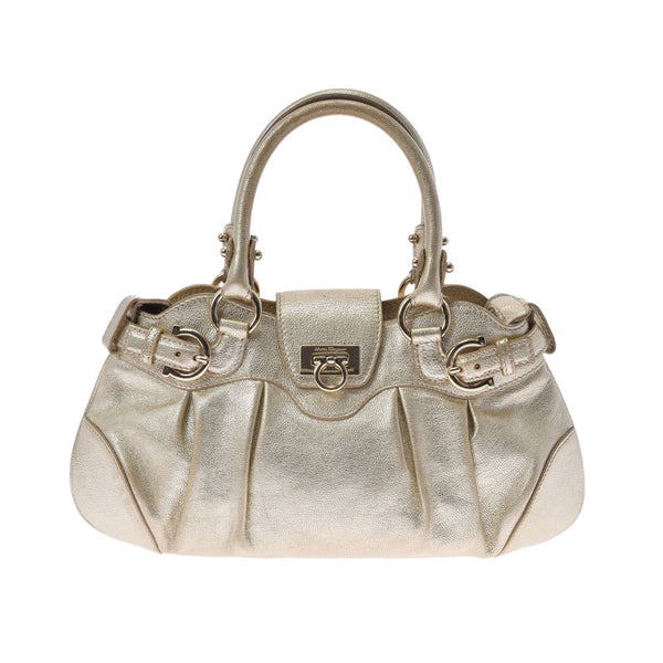 Salvatore Ferragamo Ferragamo Gunchini Mini 2way Bag Gold Bracket Ladies Ladies Calf Handbag Ab AB级使用Ginzo