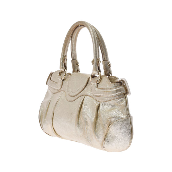 Salvatore Ferragamo Ferragamo Gunchini Mini 2WAY Bag Gold Gold Bracket Ladies Calf Handbag AB Rank Used Ginzo