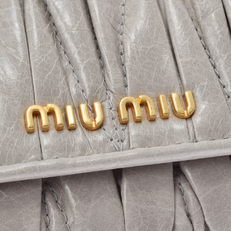 MIUMIU Miu Miu Materasse Long Wallet Gray Gold Bracket Ladies Calf Long Wallet A Rank used Ginzo