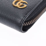 GUCCI グッチ GGマーモント ラウンドファスナー長財布 黒 ゴールド金具 428736 ユニセックス カーフ 長財布 ABランク 中古 銀蔵