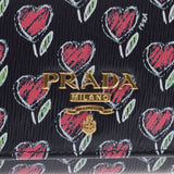 PRADA Prada Vittello Move Heart Pattern Black 1m1132 Unisex Leather Long Wallet B Rank Used Ginzo