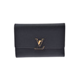 LOUIS VUITTON Louis Vuitton Portofoille Capsine Compact Noir/Hot Pink Gold Bracket M62157 Ladies Leather Trimal Wallet A Rank Used Ginzo