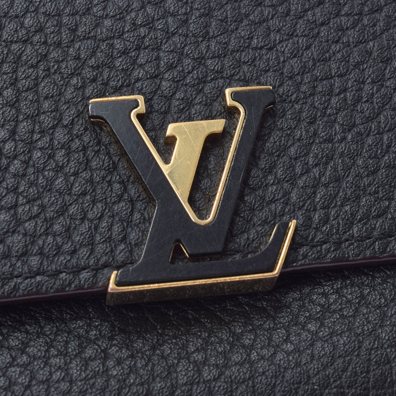 LOUIS VUITTON Louis Vuitton Portofoille Capsine Compact Noir/Hot Pink Gold Bracket M62157 Ladies Leather Trimal Wallet A Rank Used Ginzo