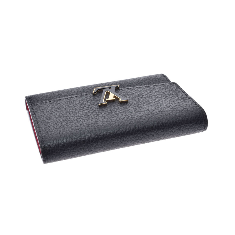 LOUIS VUITTON ルイヴィトン ポルトフォイユ カプシーヌ コンパクト ノワール/ホットピンク ゴールド金具 M62157 レディース レザー 三つ折り財布 Aランク 中古 銀蔵