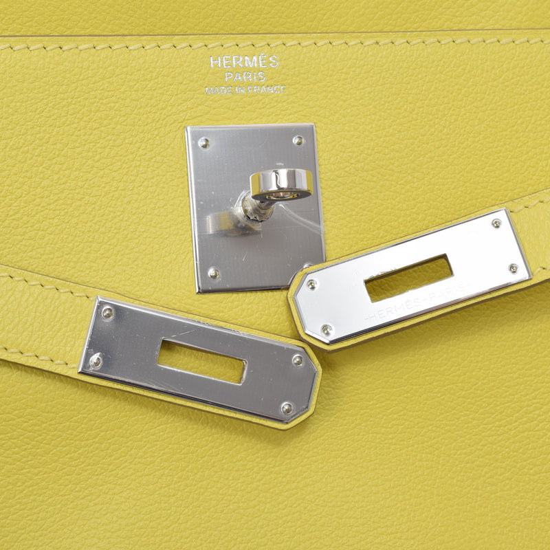 HERMES HERMES HERMES KELLY 32 INNER SEWING 2WAY LIME Silver Metal D -Graved（2019年左右）有史以来 - 彩色手提包A级使用Ginzo