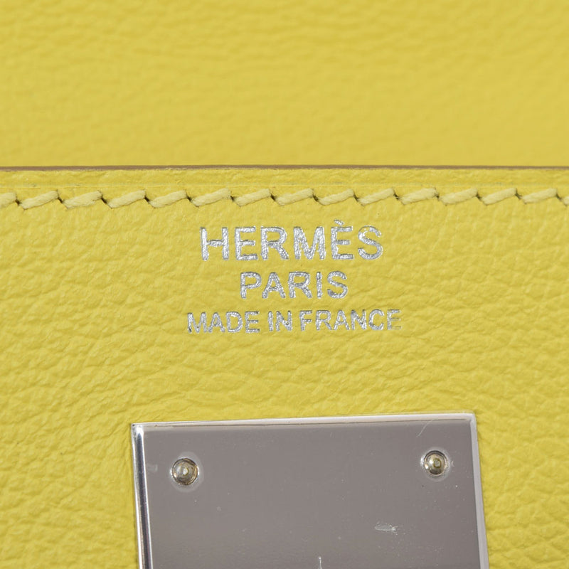 HERMES エルメス ケリー 32 内縫い 2WAY ライム シルバー金具 D刻印(2019年頃) レディース エバーカラー ハンドバッグ Aランク 中古 銀蔵