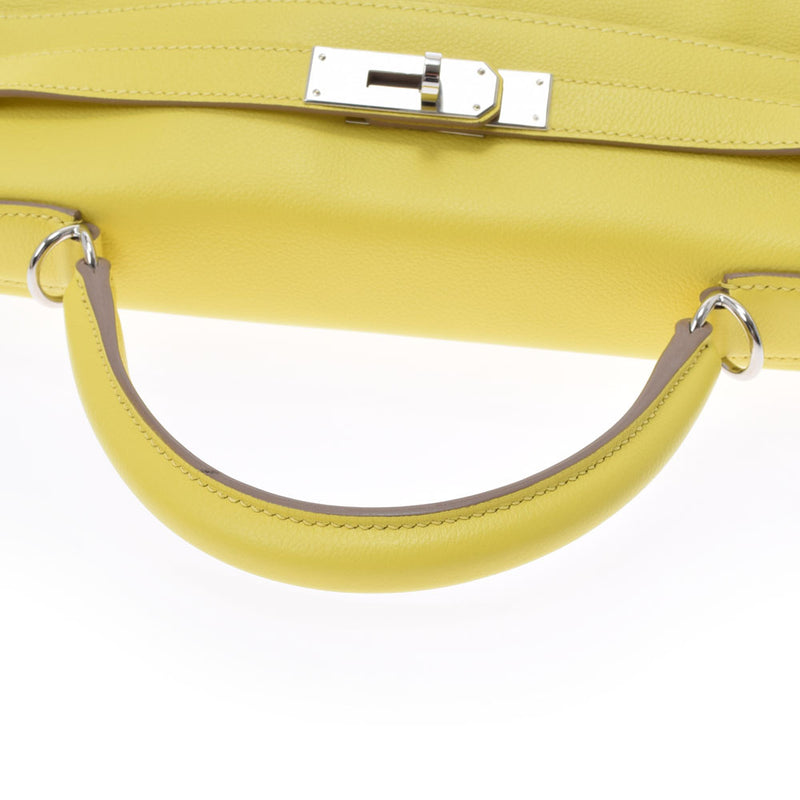 HERMES HERMES HERMES KELLY 32 INNER SEWING 2WAY LIME Silver Metal D -Graved（2019年左右）有史以来 - 彩色手提包A级使用Ginzo