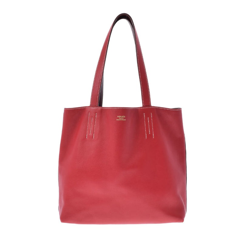 HERMES Hermes Dubble Sense 36 Reversible Rouge Kazaac/Rouge Arche □ P engraved (around 2012) Unisex Vo Sickim Tote Bag AB Rank used Ginzo