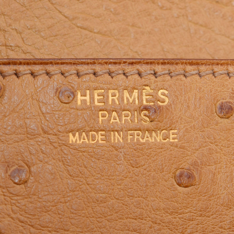 HERMES Hermes Kelly de Pesh 38 Chestnut Gold Bracket □ C engraved (around 1999) Men's Ostrich Business Bag A Rank used Ginzo