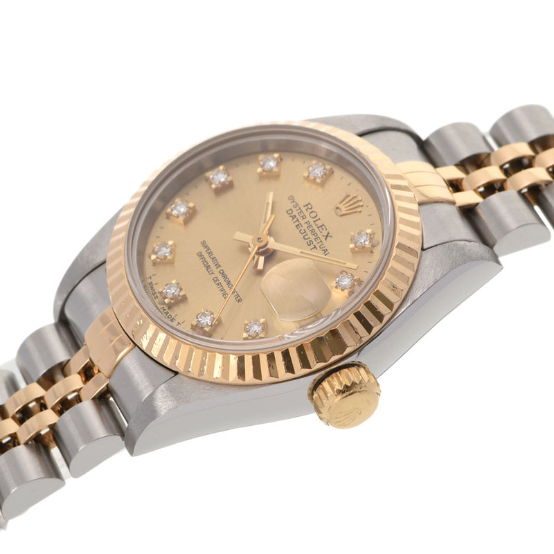 ROLEX Rolex Datejust 10P Diamond 69173G Ladies YG/SS Watch Automatic Champagne Dial AB Rank Used Ginzo