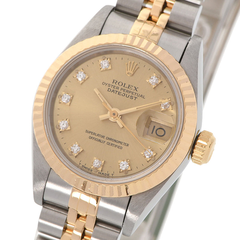 ROLEX ロレックス デイトジャスト 10Pダイヤ 69173G レディース YG/SS 腕時計 自動巻き シャンパン文字盤 ABランク 中古 銀蔵