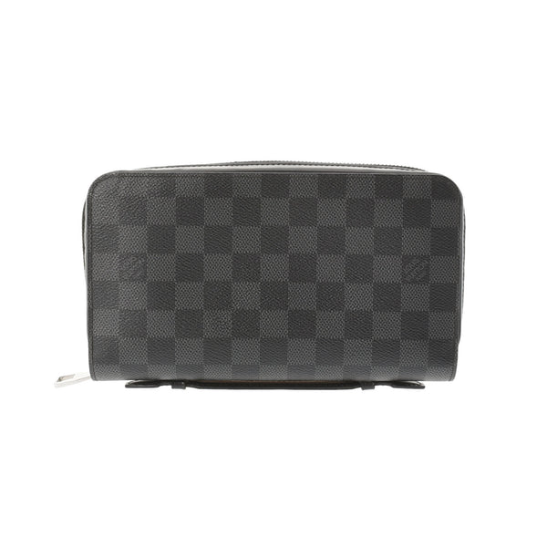 LOUIS VUITTON Louis Vuitton Damier Graphit Zippy XL Black/Gray N41503 Men's Dami Graphit Canvas Wallet B Feden Ginzo