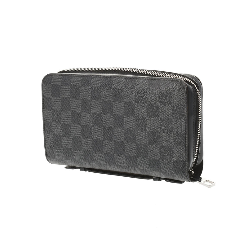 LOUIS VUITTON Louis Vuitton Damier Graphit Zippy XL Black/Gray N41503 Men's Dami Graphit Canvas Wallet B Feden Ginzo