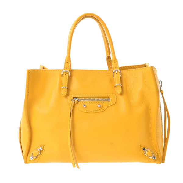 BALENCIAGA Balenciaga Paper A6 2WAY Bag Yellow 370926 Ladies Calf Handbag AB Rank Used Ginzo