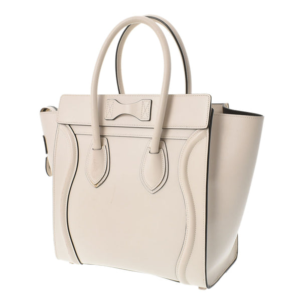 CELINE Celine Ragger Micro Shopper White Ladies Calf Handbag AB Rank Used Ginzo