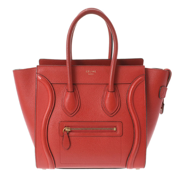 CELINE Celine Rague Microw Shopper Red 167793 Ladies Calf Handbag AB Rank Used Ginzo