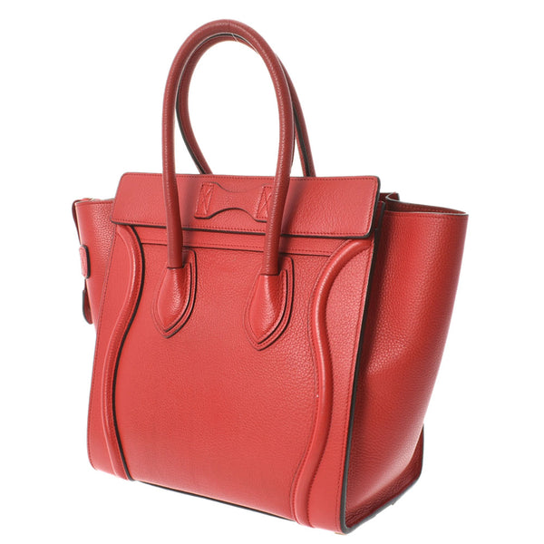 CELINE Celine Rague Microw Shopper Red 167793 Ladies Calf Handbag AB Rank Used Ginzo