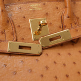 HERMES Hermes Birkin 35 Gold Gold Bracket □ M engraved (around 2009) Unisex Ostrich Handbag B Rank used Ginzo